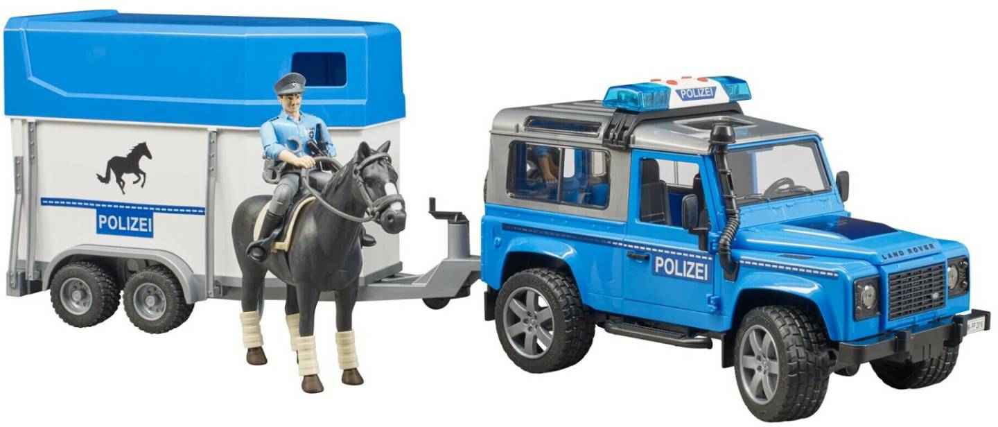 Bruder Land Rover Defender Polizei + berittener Polizist (02588) Modellfahrzeuge