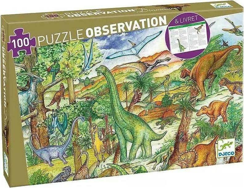 Djeco Entdeckerpuzzle: Dinosaurs + booklet - 100 Teile Puzzles