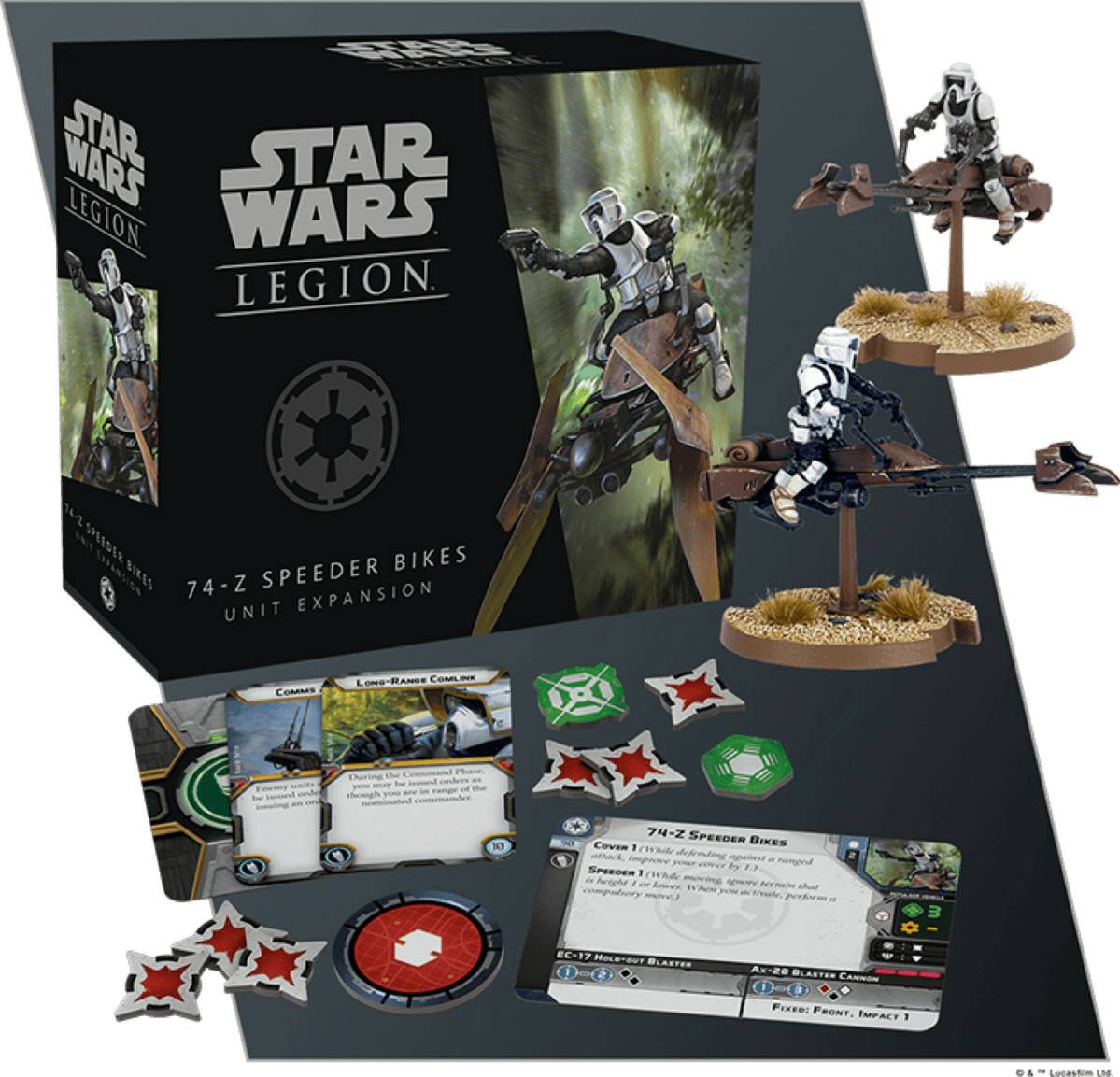 Fantasy Flight Games Star Wars Legion: 74-Z-Düsenschlitten Einheit-Erweiterung (DE/EN) Tabletop-Spiele