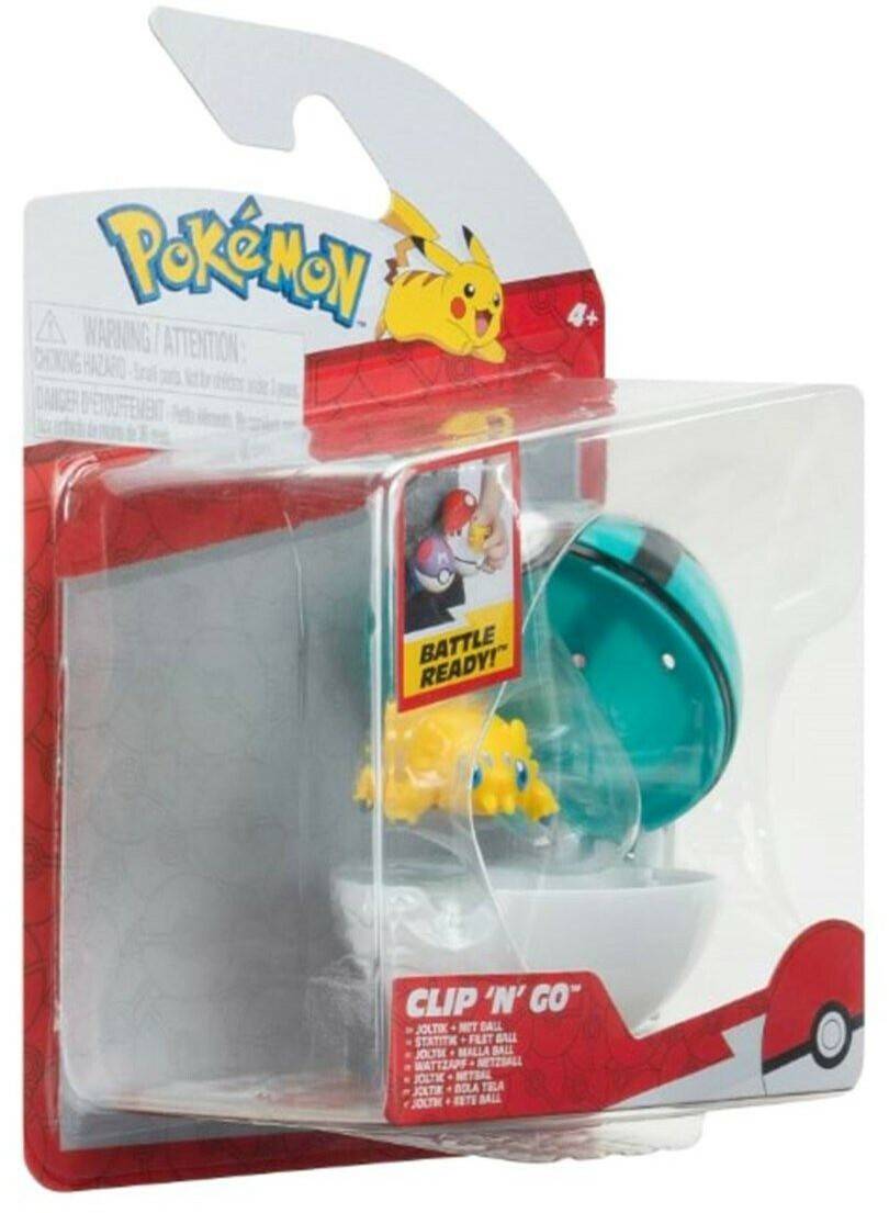 Sammelfiguren Jazwares Pokémon Clip'n'Go Poké Ball Wattzapf & Netzball offizieller Pokéball mit 5 cm Figur (PKW3632)