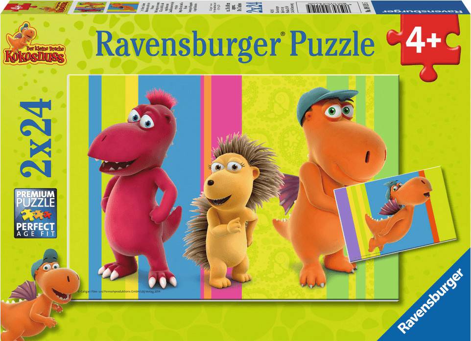 Puzzles Ravensburger Der kleine Drache Kokosnuss und seine Freunde (2 x 24)