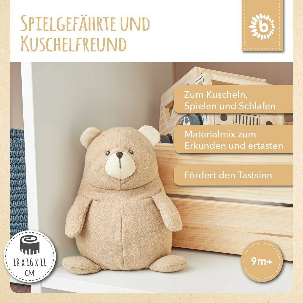 Bieco Teddybär aus Leinen & Musselin ca. 18cm (16192115) Kuscheltiere