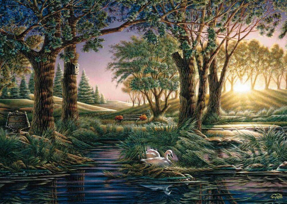 Puzzles Schmidt-Spiele Terry Redlin Morgenzauber am Teich (1000 Teile)