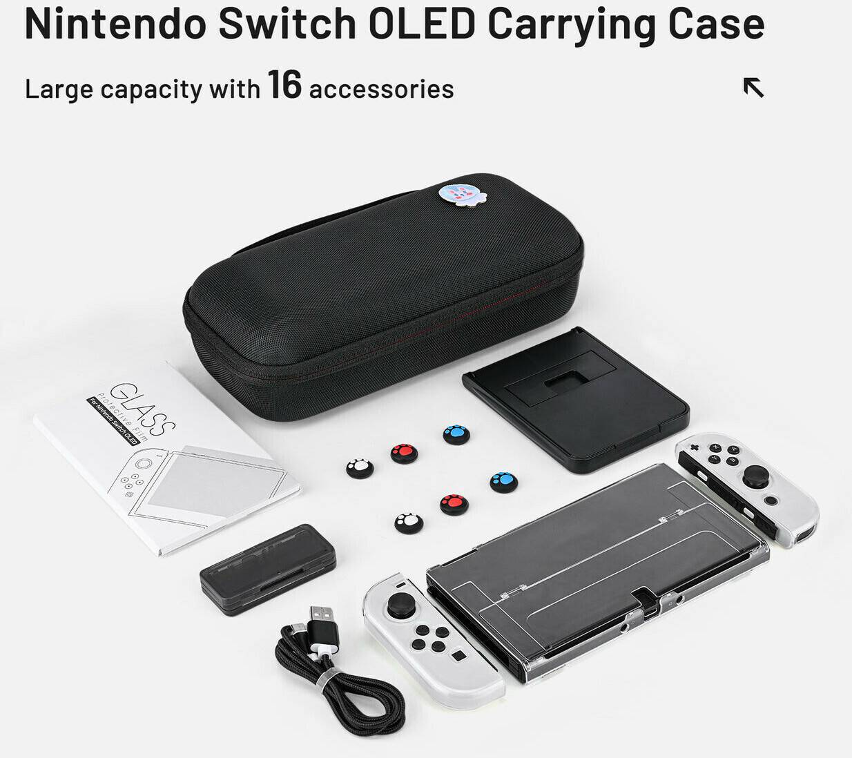 Younik Nintendo Switch OLED Travel Case with 16 AccessoriesBlack Younik Nintendo Switch OLED Travel Case with 16 Accessories