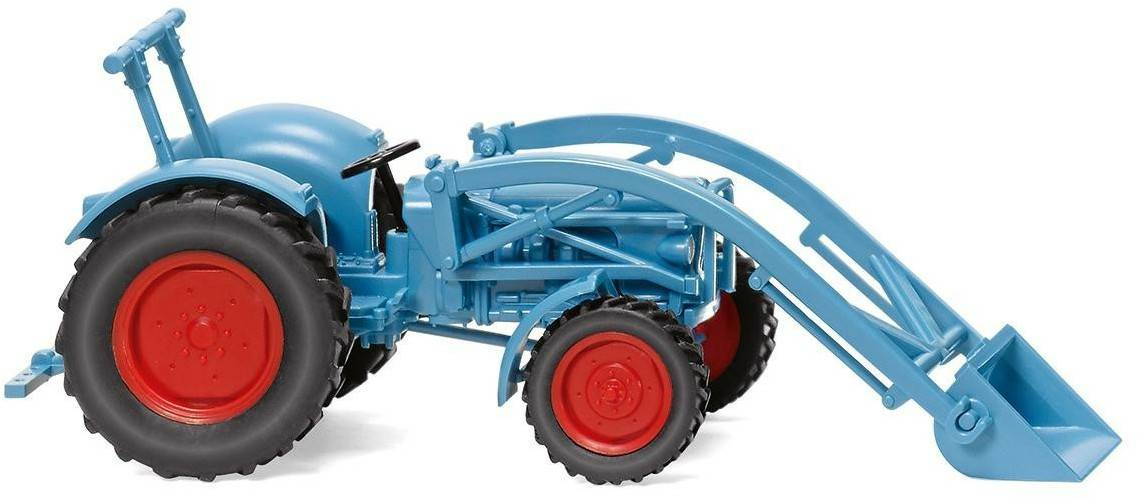 Wiking Eicher Königstiger mit Frontlader, 1:87, hellblau (087104) Modellfahrzeuge