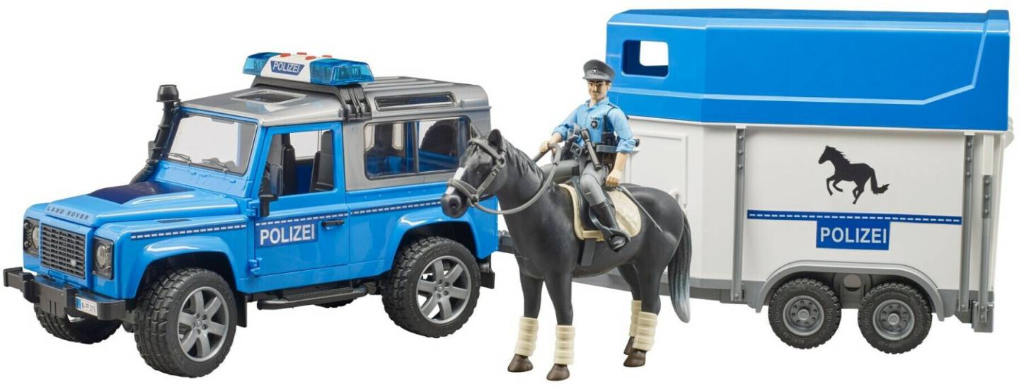 Bruder Land Rover Defender Polizei + berittener Polizist (02588) Modellfahrzeuge