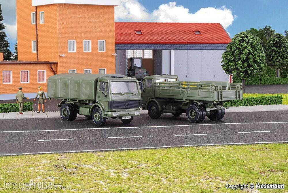 Kibri 18051 Bundeswehr LKW MB 1017/1017A Pritschenwagen,2 St.,1:87 Modelleisenbahn-Zubehör