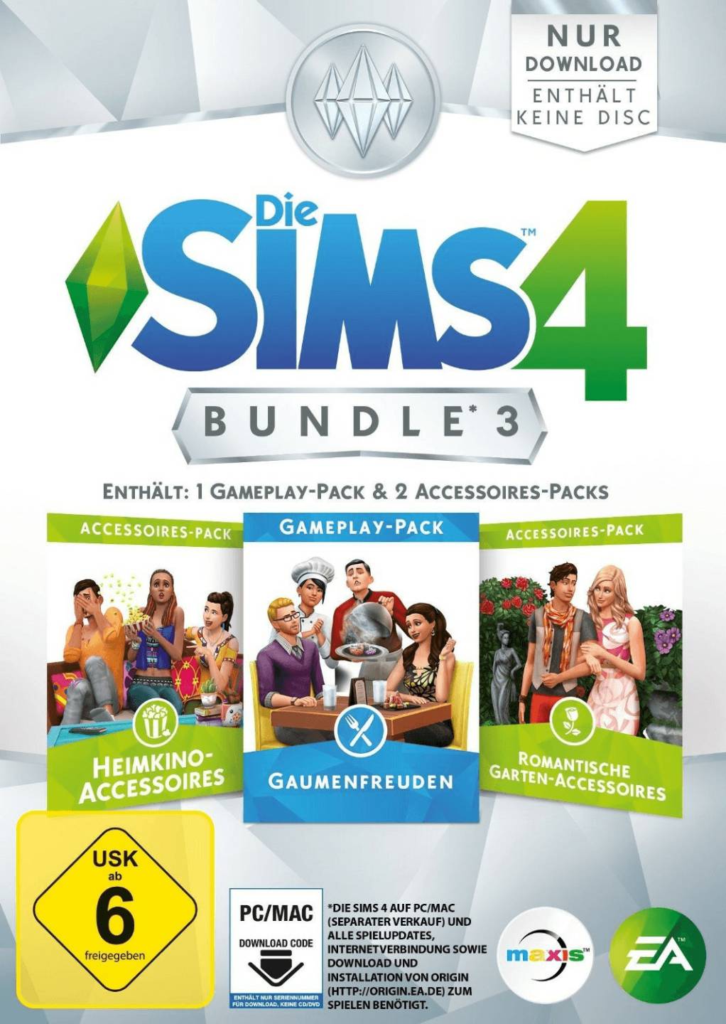 PC-Spiele Die Sims 4: Bundle 3 - Gaumenfreuden + Heimkino- + Romantische Garten-Accessories (Add-On) (PC/Mac)