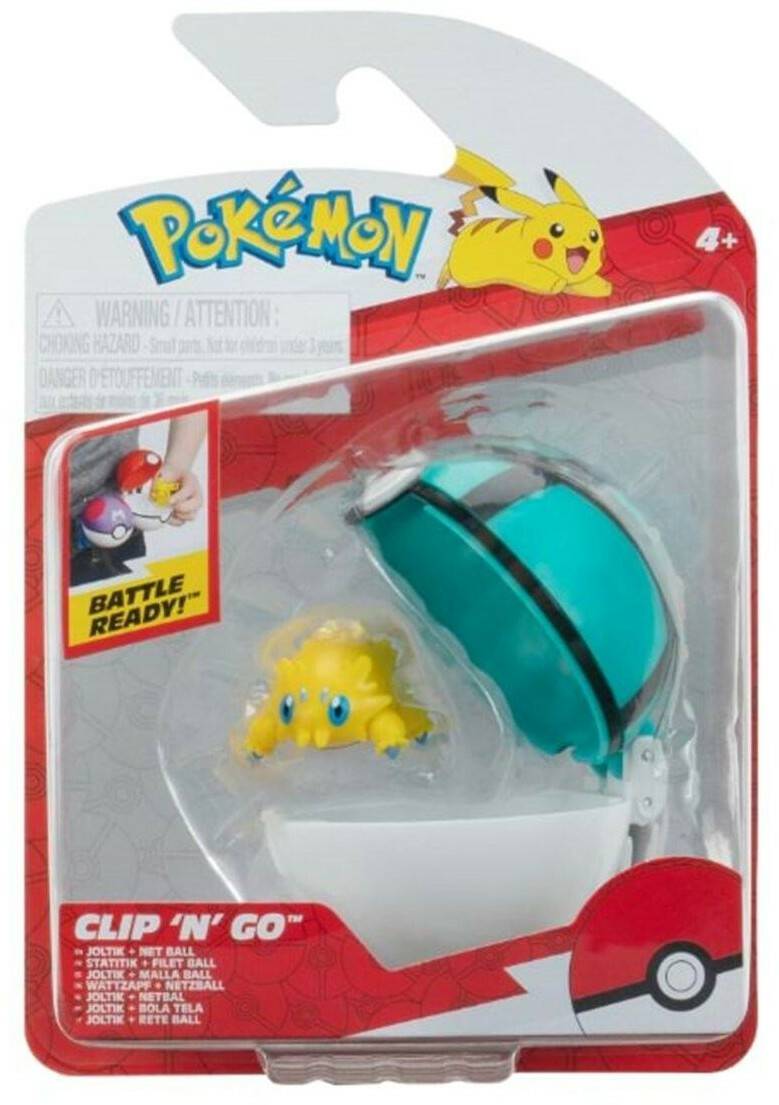 Sammelfiguren Jazwares Pokémon Clip'n'Go Poké Ball Wattzapf & Netzball offizieller Pokéball mit 5 cm Figur (PKW3632)