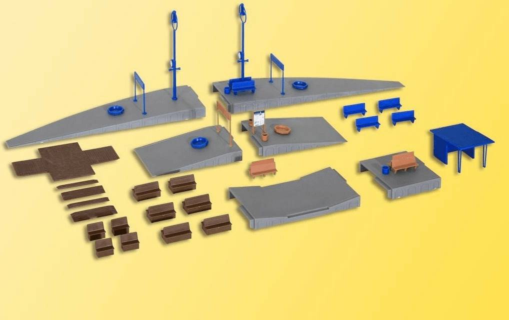 Modelleisenbahn-Zubehör Kibri Ausgestaltungsset "Rund um den Bahnsteig" (38611)